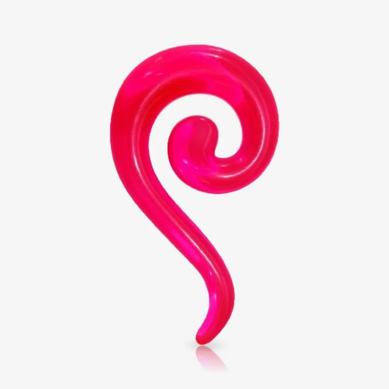 Espiral expansor de acrílico rosa translúcido em formato de interrogação