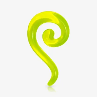 Espiral expansor de acrílico verde translúcido em formato de interrogação