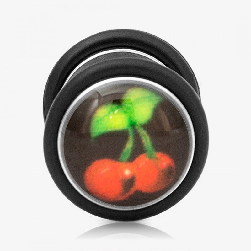 Falso Plug de Aço Cirúrgico - Cereja - Falso Alargador