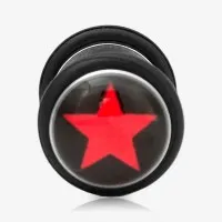 Falso Plug de Aço Cirúrgico - Estrela Vermelha é na ALARGS