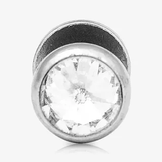 Falso Plug de Aço Cirúrgico - Strass único - Falso Alargador