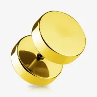 Falso Alargador Aço Dourado é na ALARGS