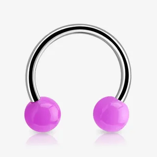 Piercing ferradura prateada bolinha acrílica colorida de aço cirúrgico