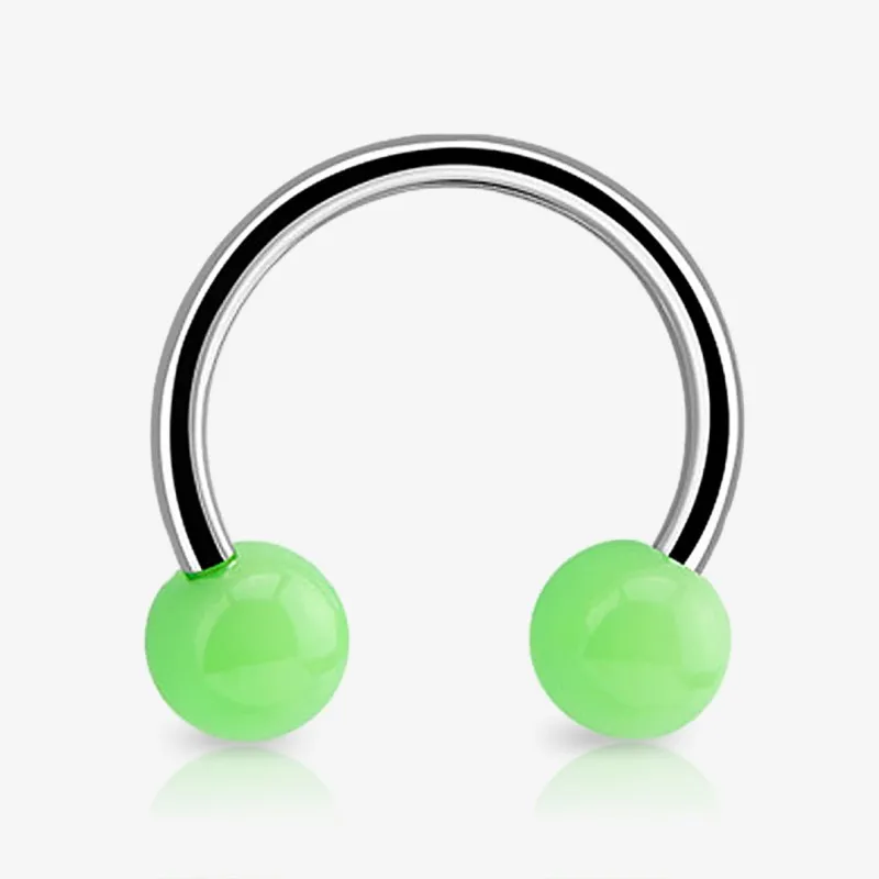 Piercing Ferradura Prateada Bolinha Acrílica - Piercings Ferradura