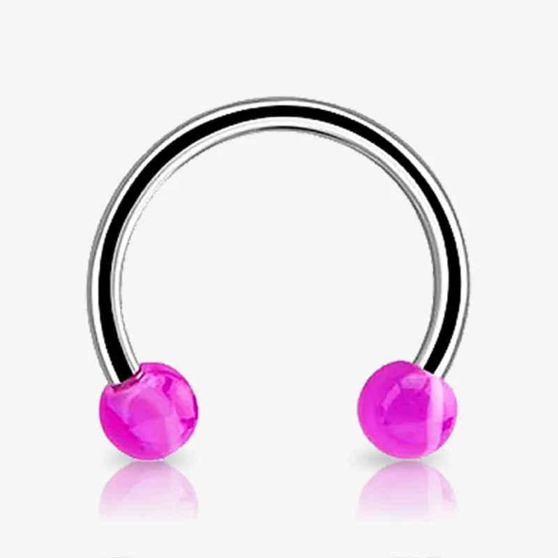 Piercing Ferradura Prateada Bolinha Translúcida - Piercings Ferradura