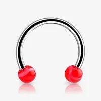 Piercing Ferradura Prateada Bolinha com acabamento translúcido