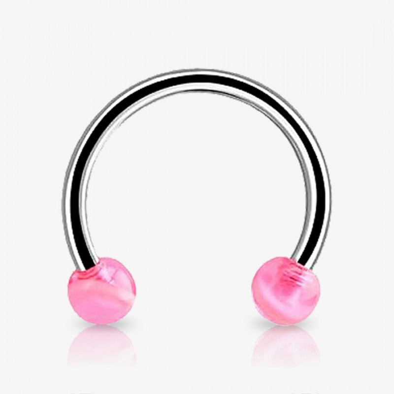 Piercing Ferradura Prateada Bolinha Translúcida - Piercings Ferradura