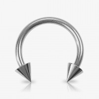 Piercing ferradura 2mm prateado com spike em aço