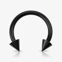 Piercing Ferradura 2mm Preto com Spike de Aço Cirúrgico