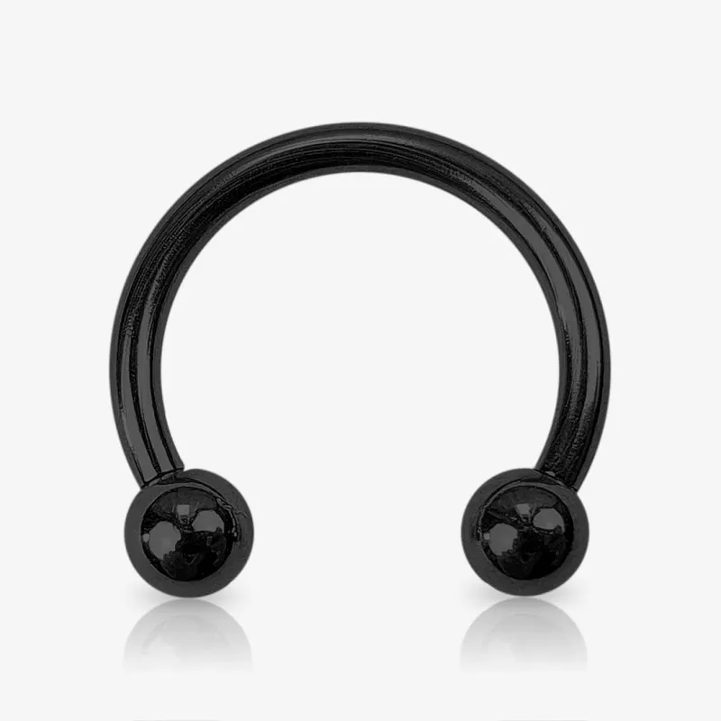 Piercing ferradura 3mm preto com bolinha em aço cirúrgico