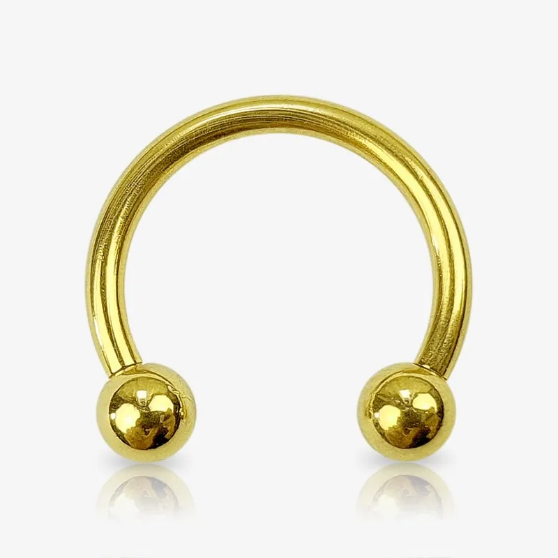 Piercing ferradura 4mm dourado de com bolinhas nas extremidades