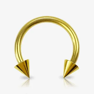 Piercing ferradura 4mm dourado com spike em aço cirúrgico e design robusto