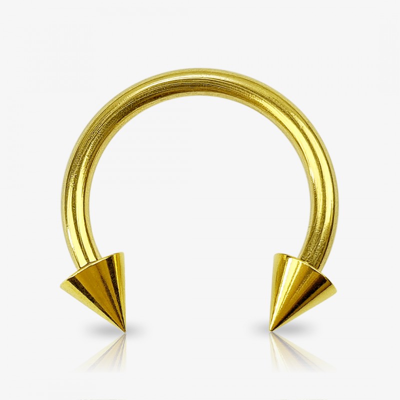 Piercing ferradura 4mm dourado com spike em aço cirúrgico e design robusto