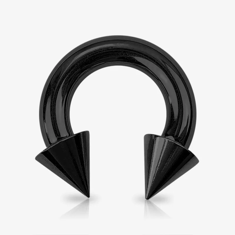 Piercing ferradura 6mm preto com spikes em aço cirúrgico