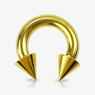 Piercing ferradura 6mm dourado pequeno com pontas spike em aço