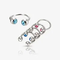 Piercing Ferradura Prateada Strass com brilho delicado