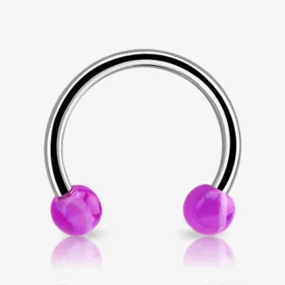 Piercing ferradura prateado com bolinha estilo pirulito em aço