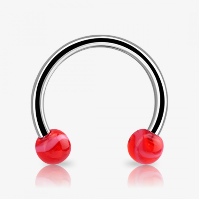 Piercing Ferradura Prateada Bolinha Pirulito - Piercings Ferradura