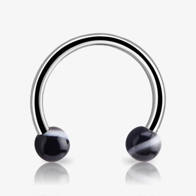 Piercing Ferradura Prateada Bolinha Pirulito - Piercings Ferradura