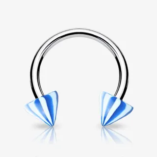 Piercing ferradura prateado com pontas estilo pirulito spike em aço cirúrgico