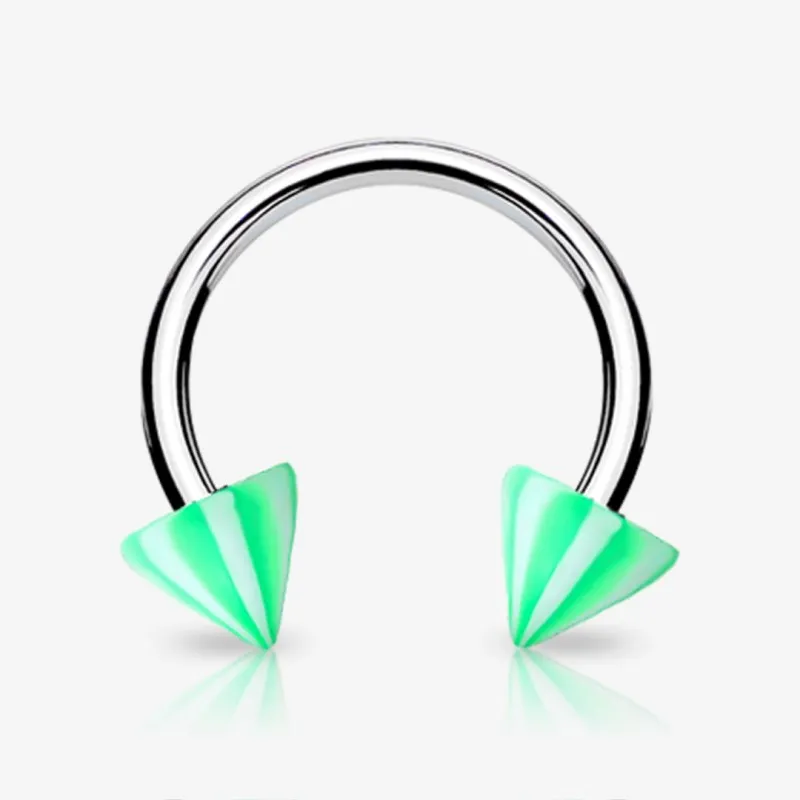 Piercing Ferradura Prateada Spike Pirulito - Piercings Ferradura