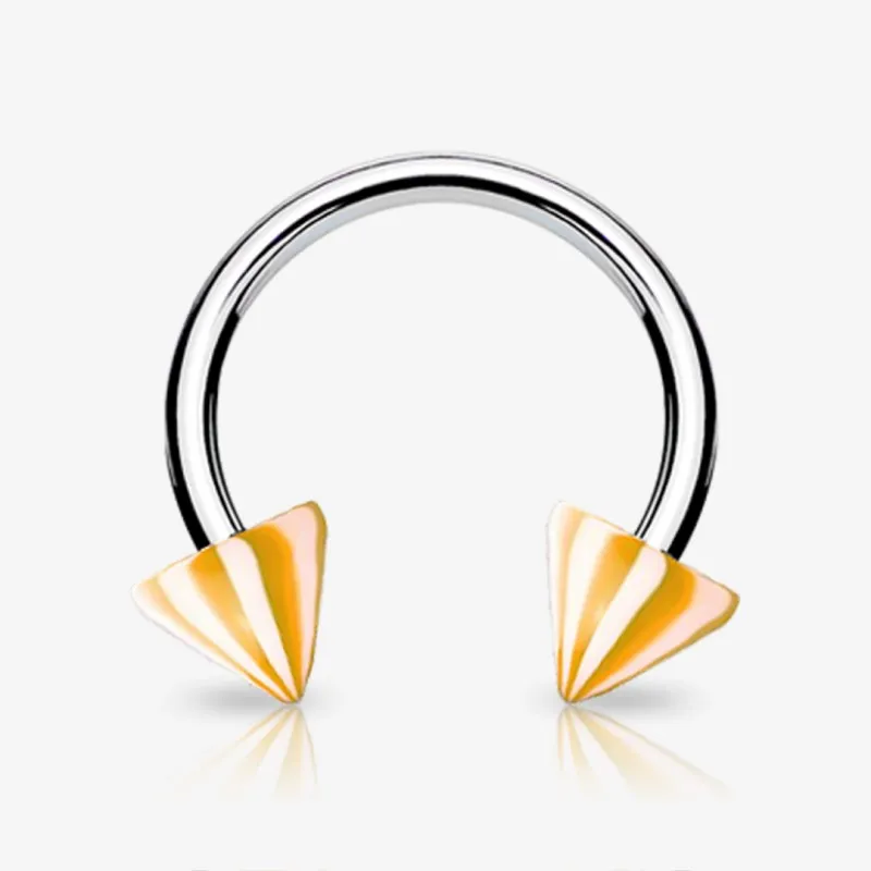 Piercing Ferradura Prateada Spike Pirulito - Piercings Ferradura