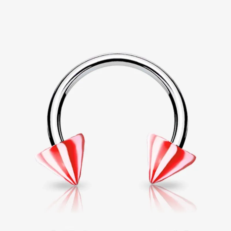 Piercing Ferradura Prateada Spike Pirulito - Piercings Ferradura