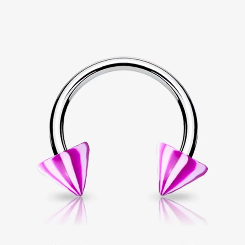 Piercing Ferradura Prateada Spike Pirulito - Piercings Ferradura