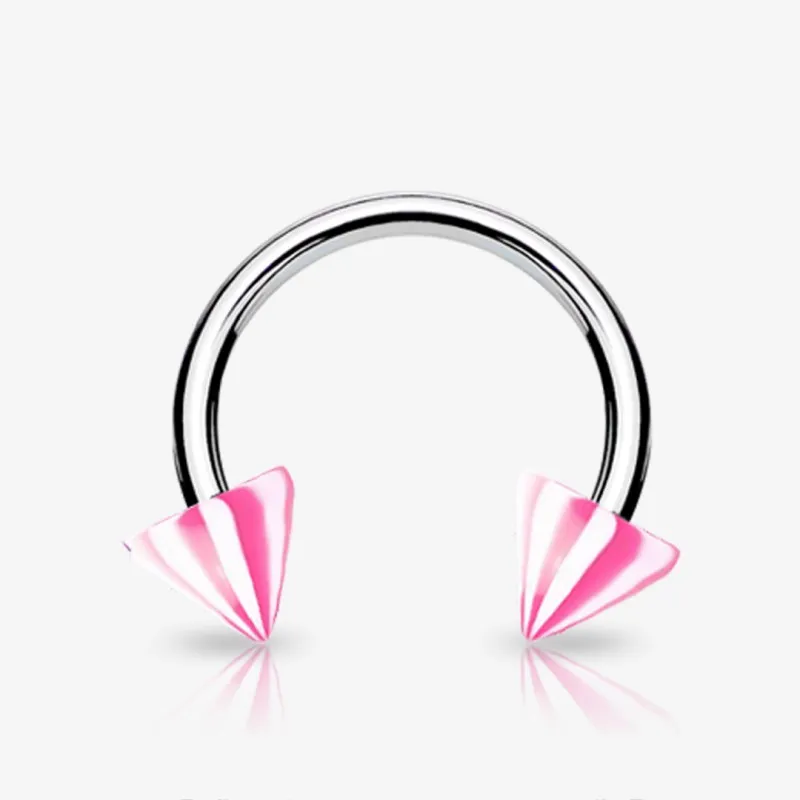 Piercing Ferradura Prateada Spike Pirulito - Piercings Ferradura