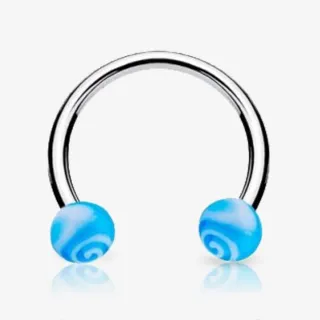 Piercing Ferradura prateado com bolinha colorida doce em aço