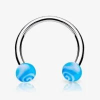 Piercing ferradura prateado com bolinha doce de aço 1.6mm