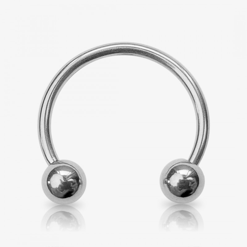 Piercing ferradura prateado de aço cirúrgico 1.6mm com bolinhas rosqueáveis