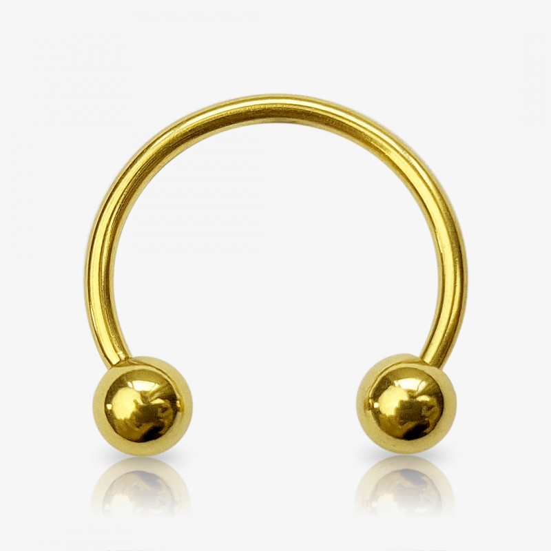 Piercing ferradura dourado com bolinhas em aço 1.6mm