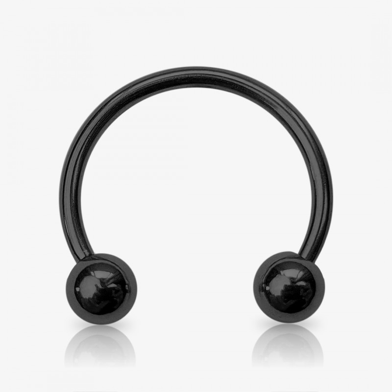 Piercing ferradura preta com bolinhas de aço cirúrgico 1,6mm