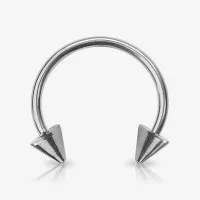 Piercing Ferradura 1.6mm Spike em Aço Prateado Estiloso