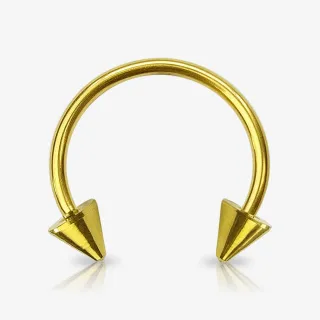 Piercing ferradura dourada com pontas spike de aço 1,6mm
