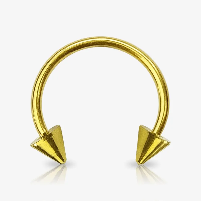 Piercing ferradura dourada com pontas spike de aço 1,6mm