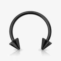 Piercing Ferradura Preta 1,6mm Spike Aço Cirúrgico