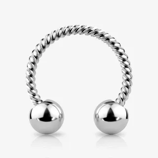 Piercing Ferradura Prateada torcida prateado com acabamento em aço estilizado