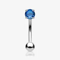Piercing Sobrancelha Prateado Zircônia Azul