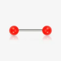 Mamilo Prateado Bolinha Acrílica com Haste de Aço