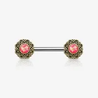 Piercing Mamilo Flor Rosa em Aço com Design Feminino e Delicado