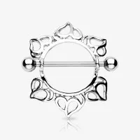 Piercing mamilo escudo coração solar delicado