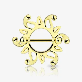 Piercing Mamilo Escudo Tribal Redemoinho Dourado - Piercings de Mamilo