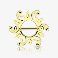 Mamilo Escudo Tribal Redemoinho em Aço Dourado Feminino