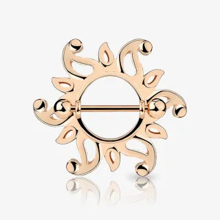 Piercing Mamilo Escudo Tribal Redemoinho Rosê - Piercings de Mamilo