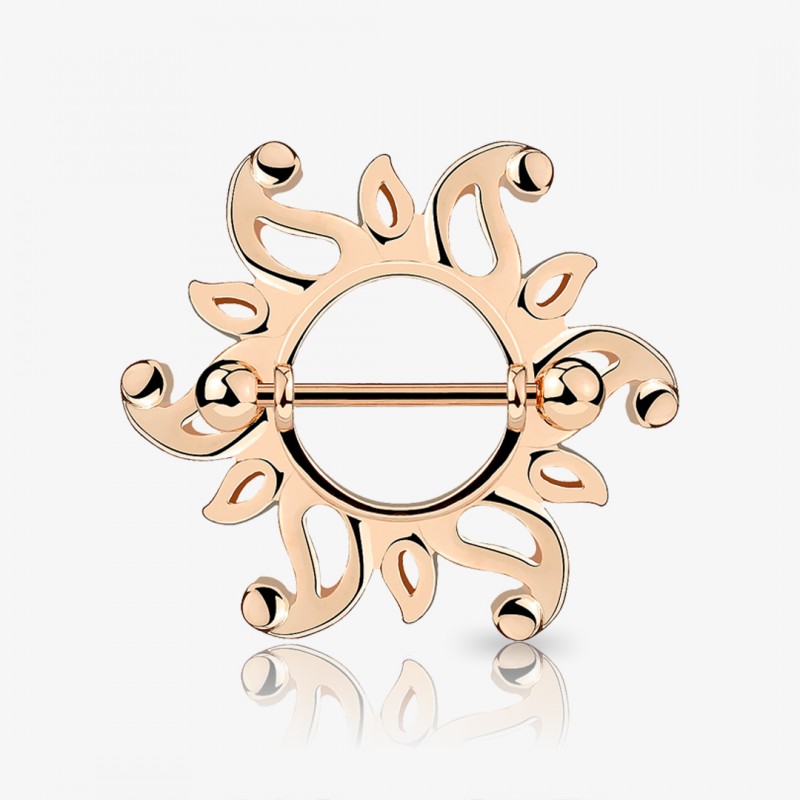 Piercing Mamilo Escudo Tribal Redemoinho Rosê - Piercings de Mamilo