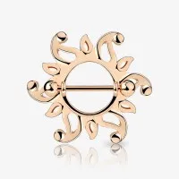 Mamilo Escudo Tribal Redemoinho em Aço Rosé Feminino