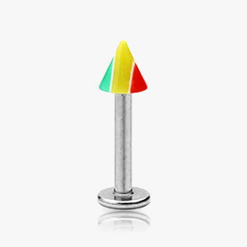 Piercing Labret Monroe Prateado Spike Reggae estiloso