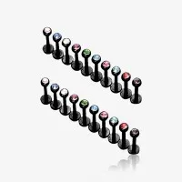 Piercing labret monroe preto com strass em aço cirúrgico